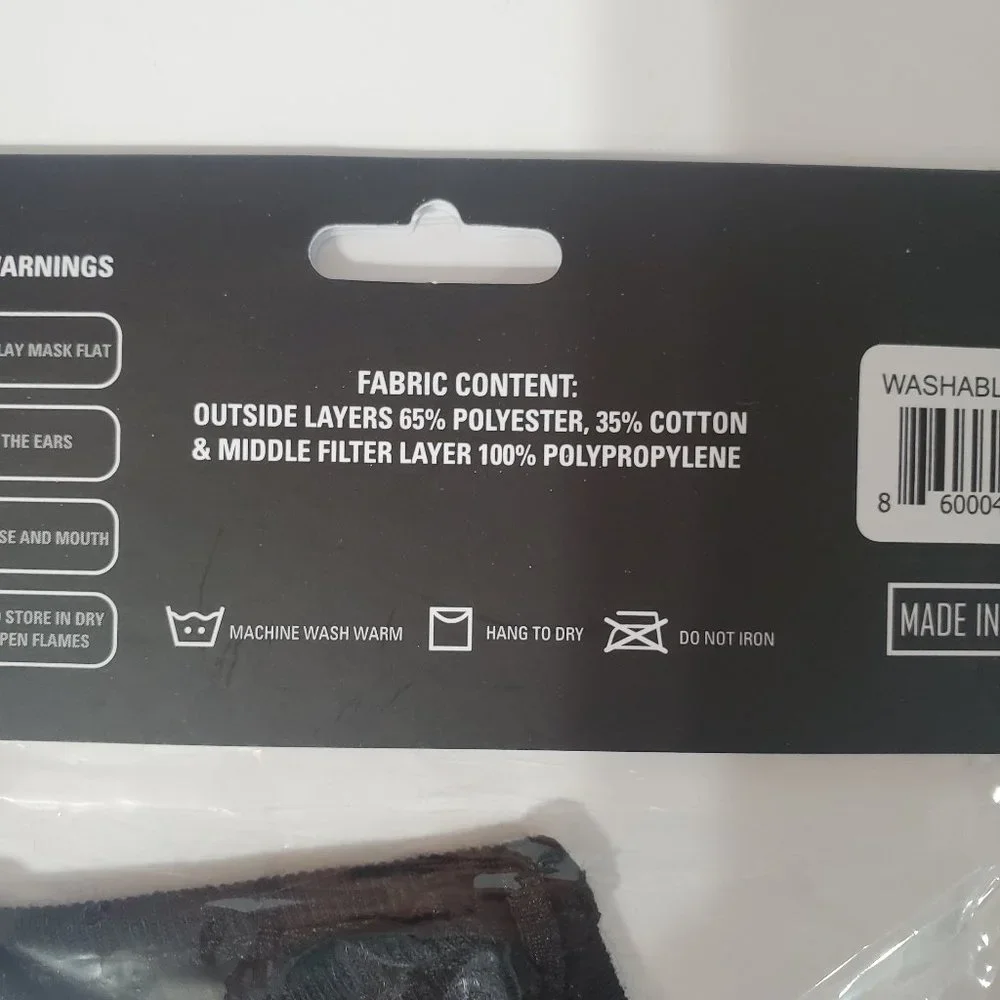 Washable face mask black cloth face mask